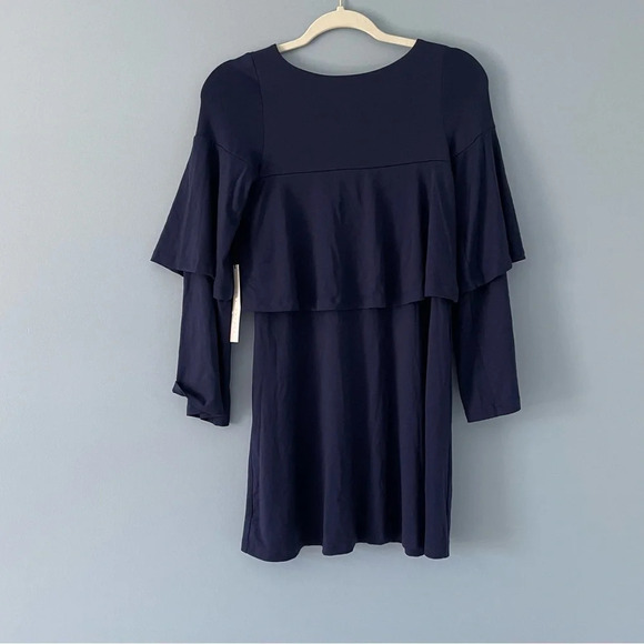New! Susan Monoco layered ruffle Dress deep sea blue nwt 18200 - Picture 1 of 7
